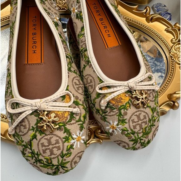 🆕 TORY BURCH 🧿 BNWOB T Monogram Tory Charm Ballet Flat - Size 5.5 - Picture 5 of 14